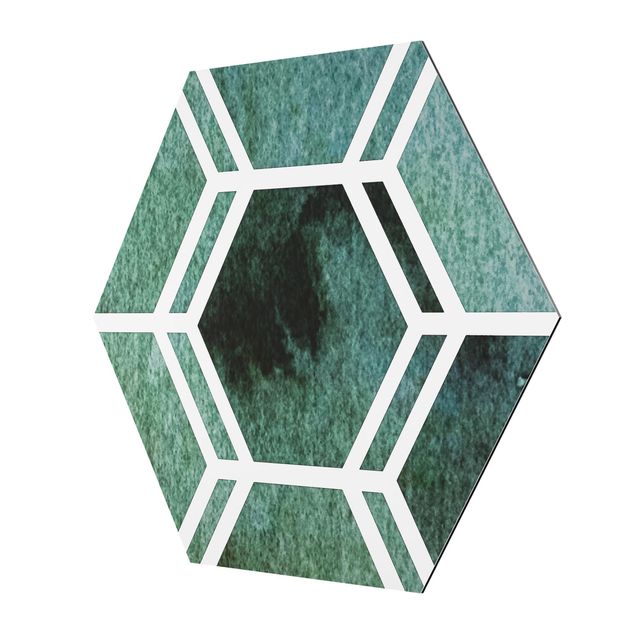 Wandbilder Hexagonträume Aquarell in Grün