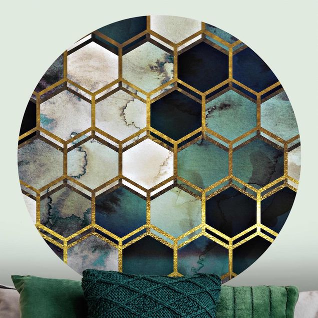 Küche Dekoration Hexagonträume Aquarell mit Gold
