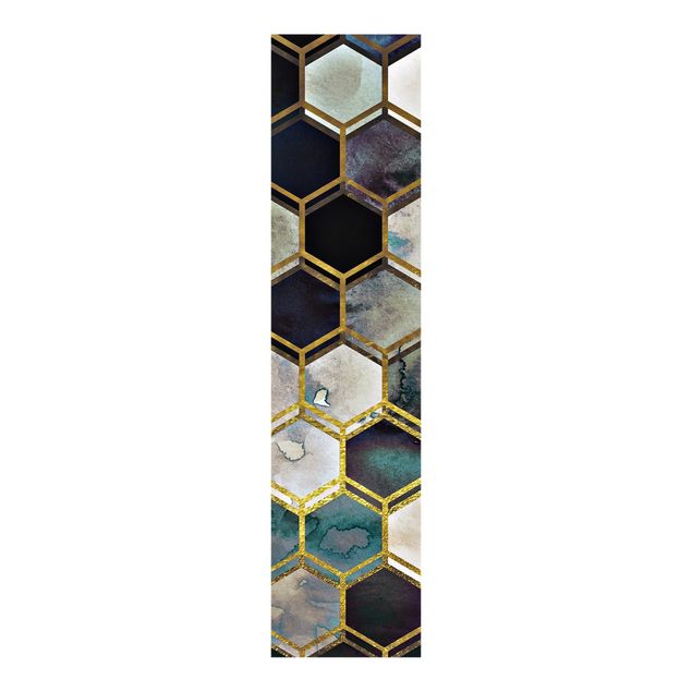 Flächenvorhang Muster Hexagonträume Aquarell mit Gold