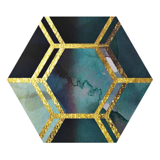 Monika Strigel Bilder Hexagonträume Aquarell mit Gold