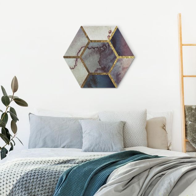 Wandbilder Modern Hexagonträume Aquarell Muster