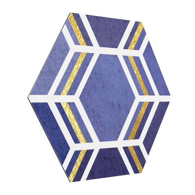 Wandbilder Blau Hexagonträume Muster in Indigo