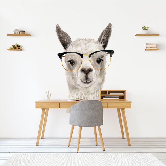 Wanddeko Küche Hippes Lama mit Brille I