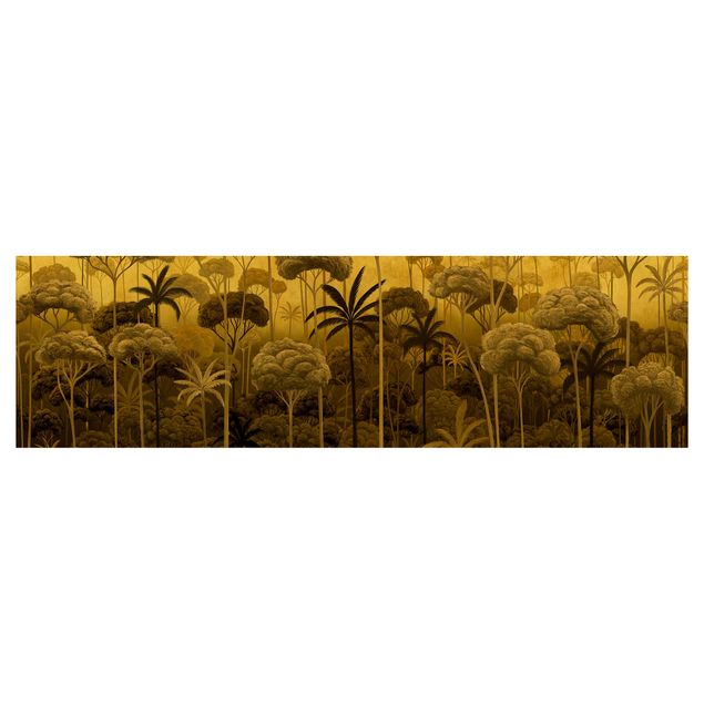 Küchenrückwand - Hohe Bäume im Dschungel in goldener Tönung