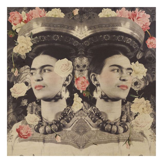Holzbilder Blumen Frida Kahlo - Blumenflut