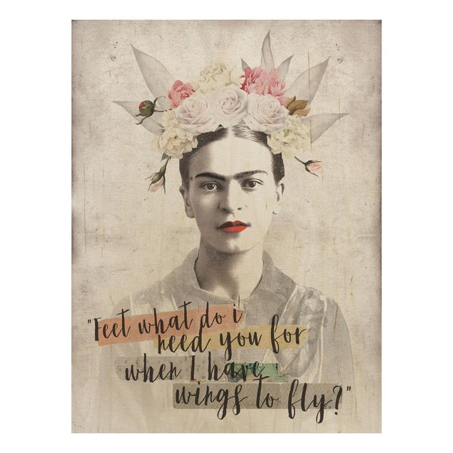 Holzbilder Blumen Frida Kahlo - Quote