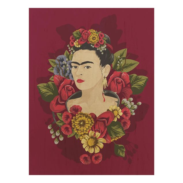 Holzbild Blumen Frida Kahlo - Rosen