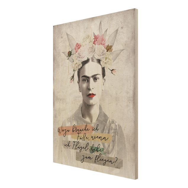 Holzbild mit Spruch Frida Kahlo - Zitat