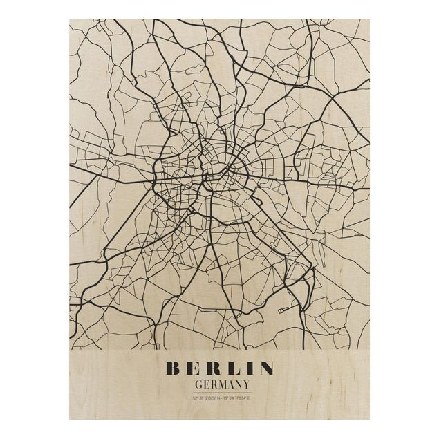 Holzbilder Sprüche Stadtplan Berlin - Klassik