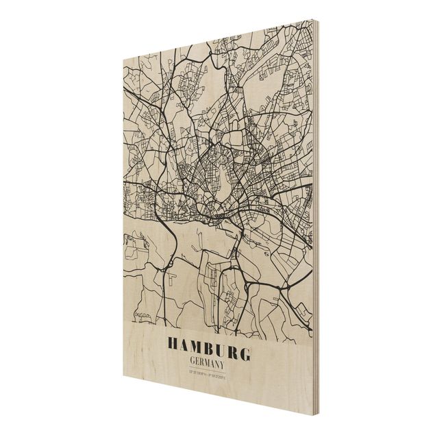 Wandbilder Stadtplan Hamburg - Klassik