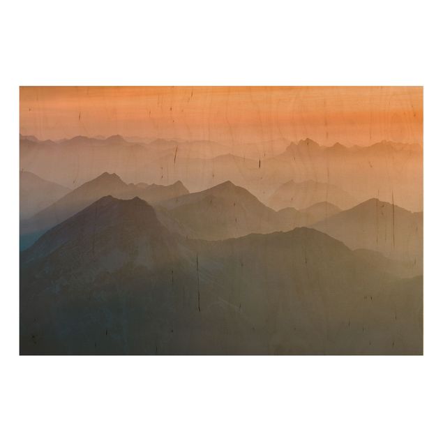 Holzbilder Landschaften Blick von der Zugspitze