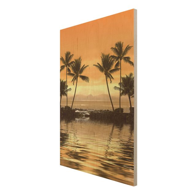 Holzbilder Landschaften Caribbean Sunset I
