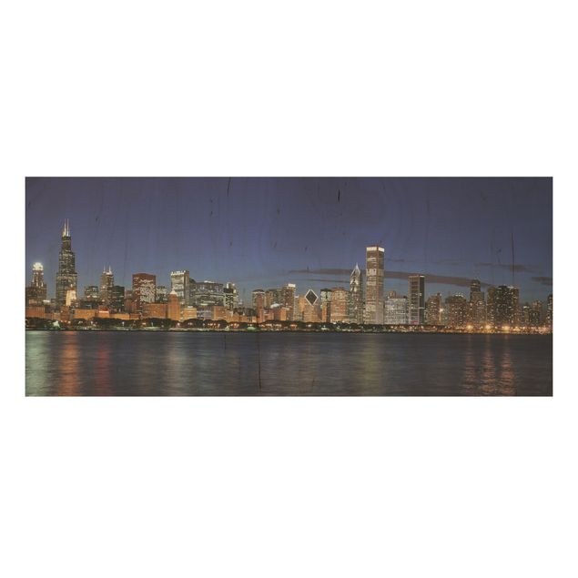 Wandbilder Chicago Skyline bei Nacht