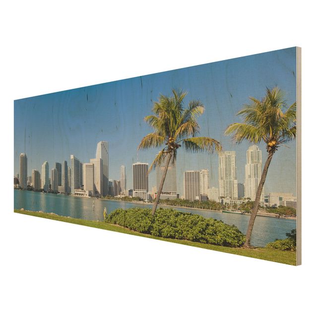 Holzbilder Landschaften Miami Beach Skyline