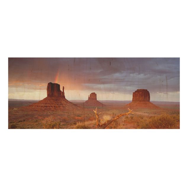 Holzbild Natur Monument Valley bei Sonnenuntergang