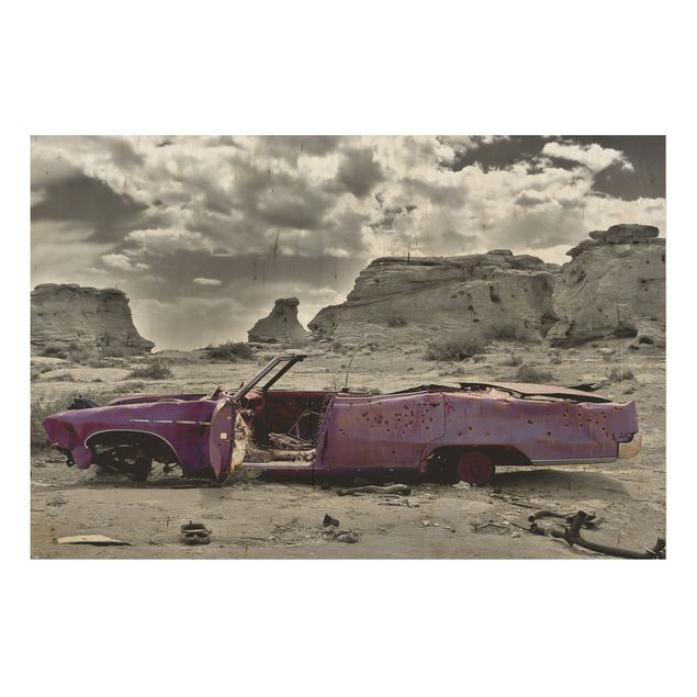 Holzbilder Landschaften Pink Cadillac
