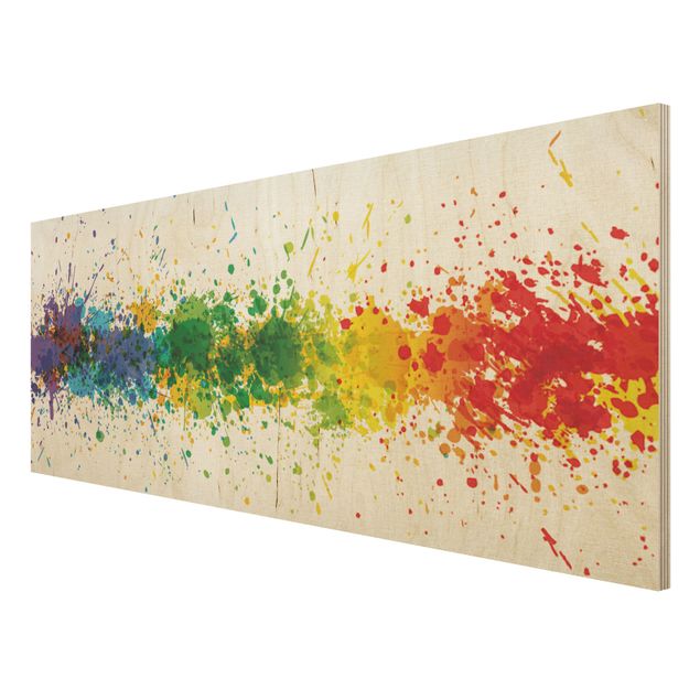 Bilder auf Holz Rainbow Splatter