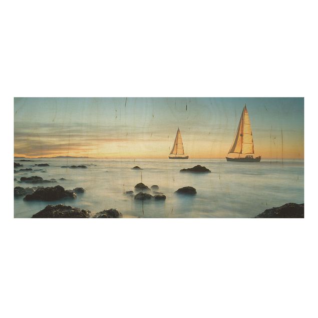 Holzbilder Landschaften Segelschiffe im Ozean