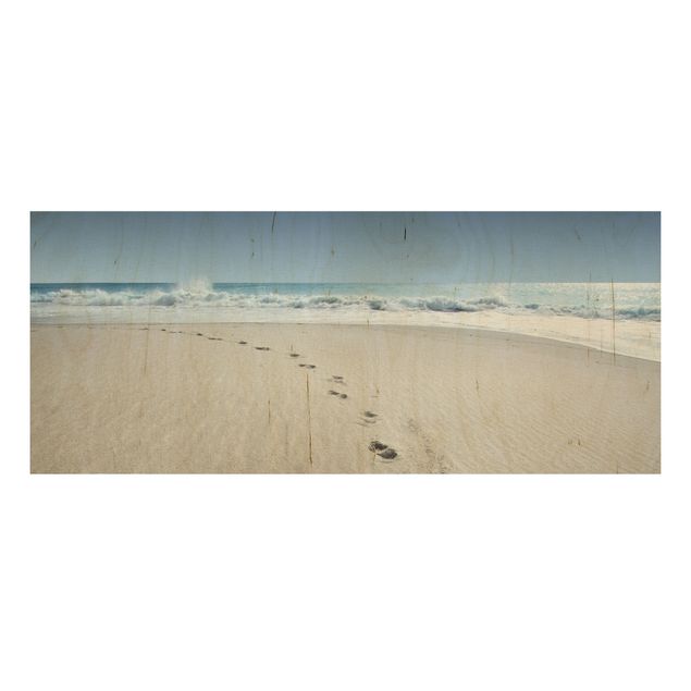 Holzbilder Landschaften Spuren im Sand
