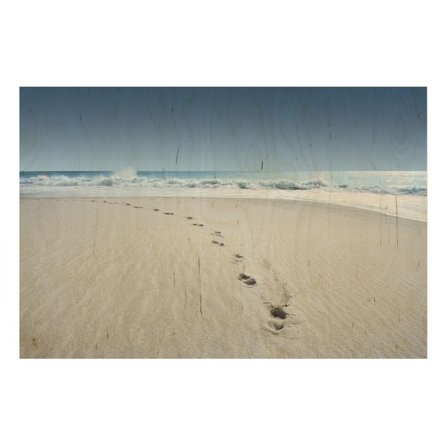Holzbild Natur Spuren im Sand
