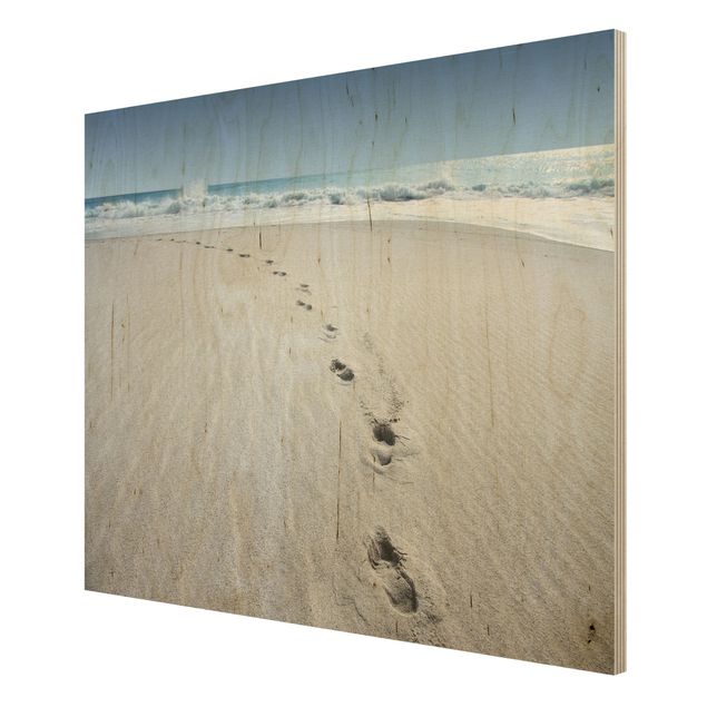 maritime Holzbilder Spuren im Sand