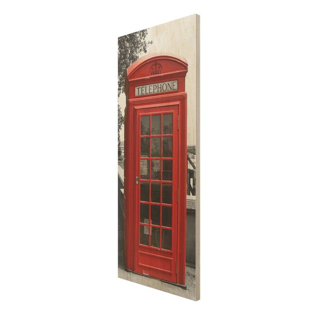 Wandbild Holz Telephone