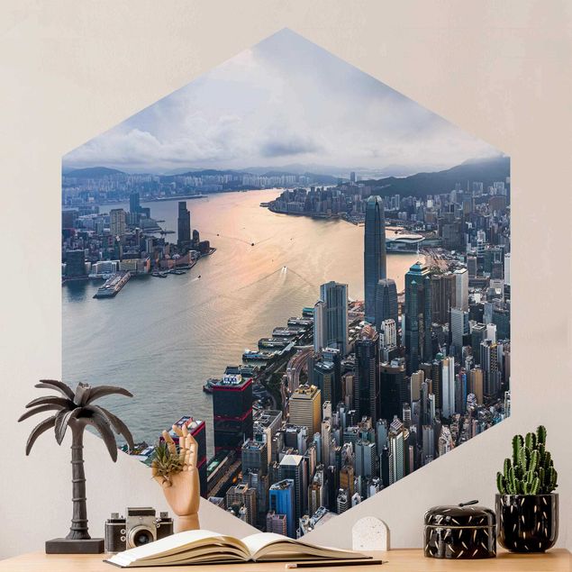 moderne Fototapete Hongkong bei Sonnenaufgang