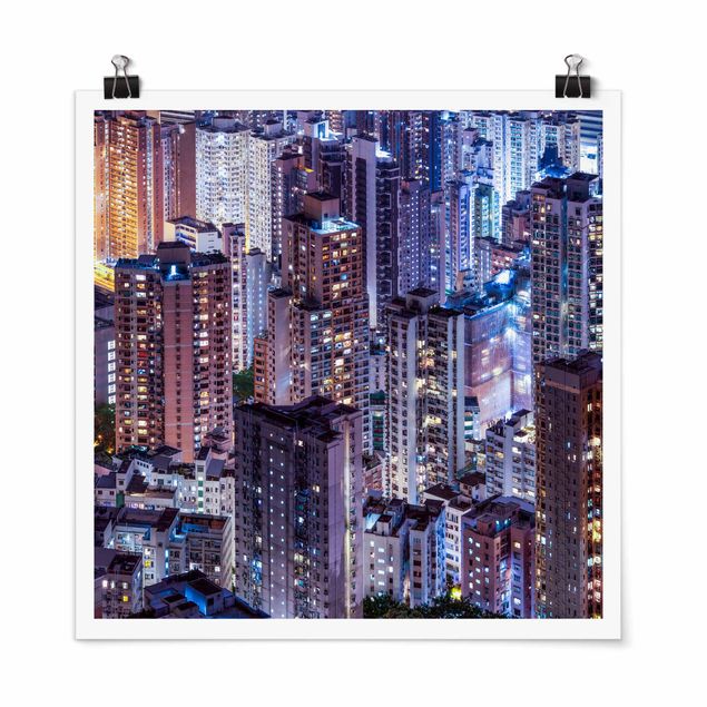 Wandbilder Architektur & Skyline Hongkong Lichtermeer