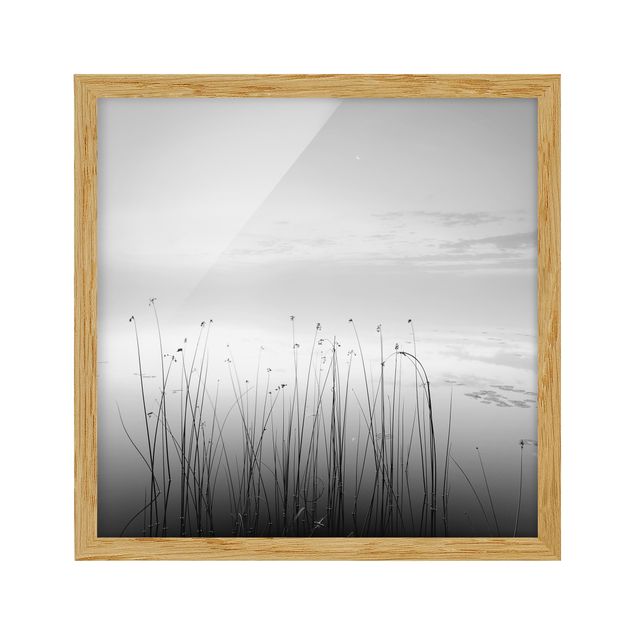Landschaftsbilder mit Rahmen Idylle am See Schwarz-Weiß