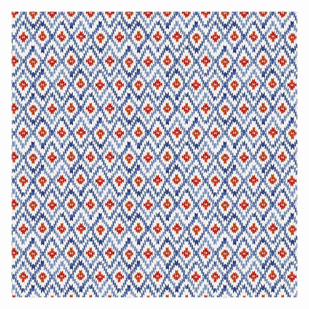 Fototapete - Ikat Muster Mexiko rot und blau