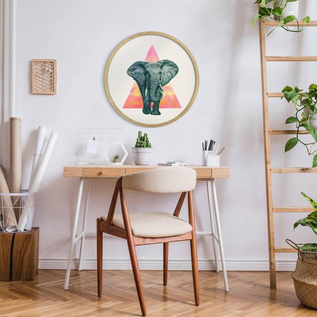 Tierbilder mit Rahmen Illustration Elefant vor Dreieck Malerei