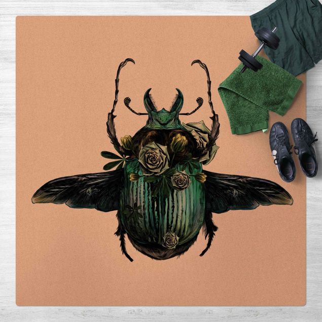 Teppich modern Illustration floraler Käfer