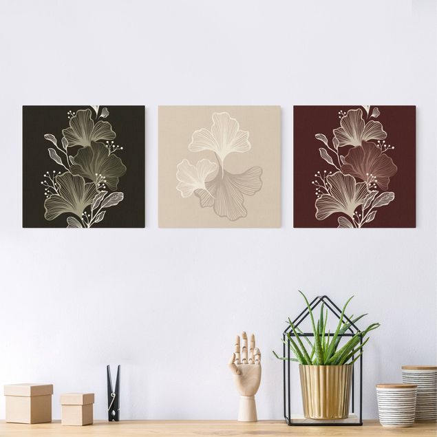 Blumenbilder auf Leinwand Illustration Ginko Blätter