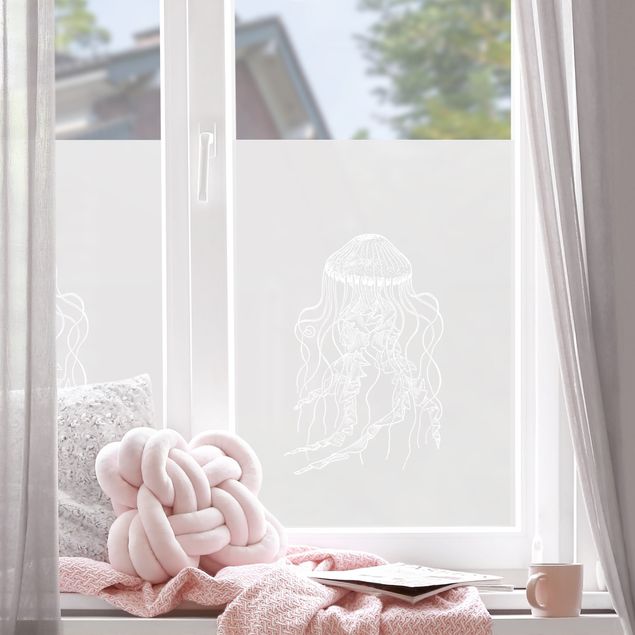 Sichtschutzfolie Fenster Illustration Qualle