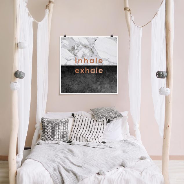 schwarz-weiß Poster Inhale Exhale Kupfer und Marmor