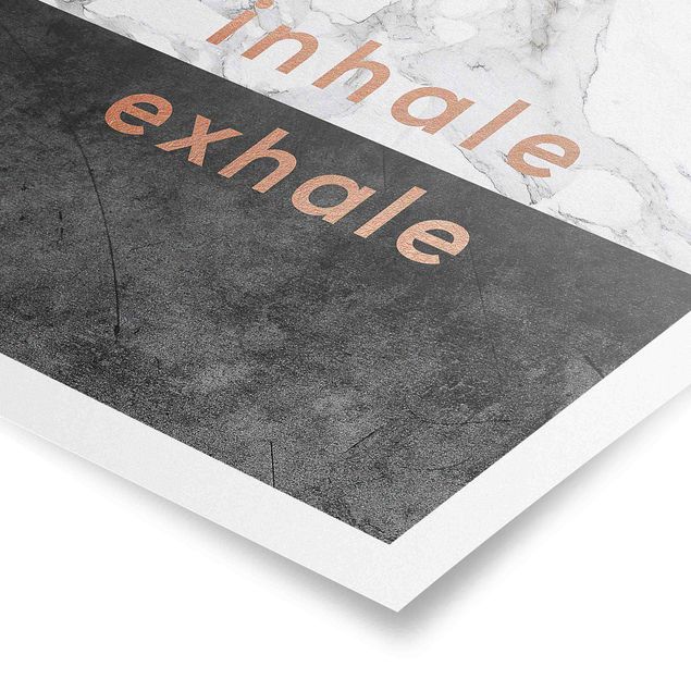 Wandbilder Schwarz-Weiß Inhale Exhale Kupfer und Marmor