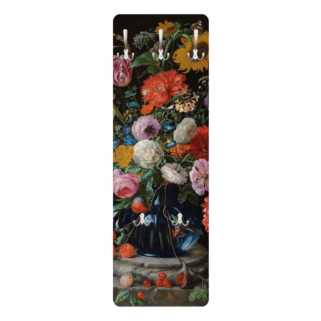 Wandgarderobe mit Motiv Jan Davidsz de Heem - Glasvase mit Blumen