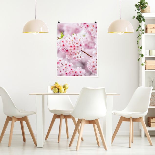 Poster Skylines Japanische Kirschblüten