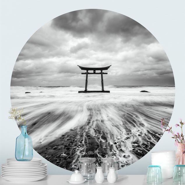 moderne Fototapete Japanisches Torii im Meer