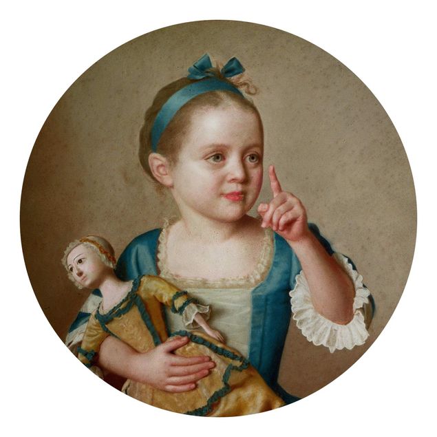 Fototapete beige Jean Etienne Liotard - Mädchen mit Puppe