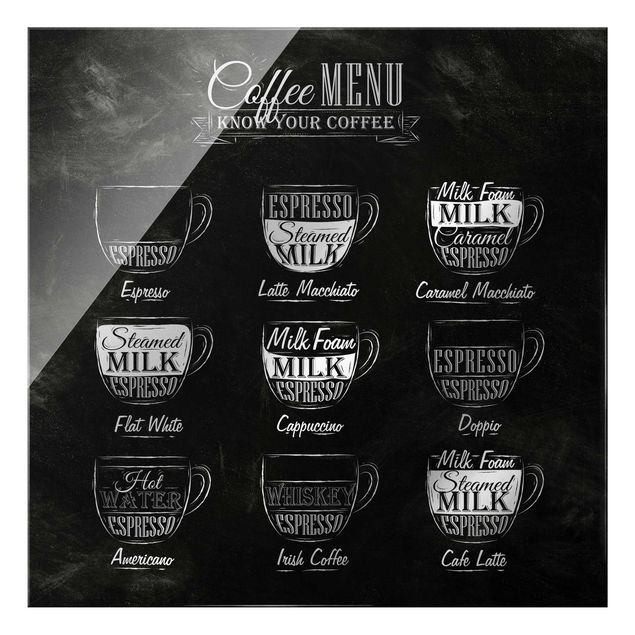Wandbilder Schwarz-Weiß Kaffeesorten Kreidetafel