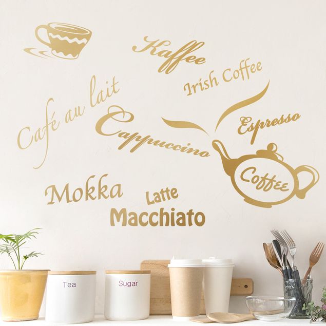 Wanddeko Küche Kaffeesorten mit Kaffeekanne