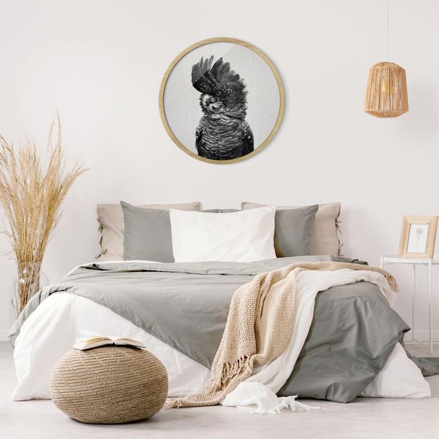 Tierbilder mit Rahmen Kakadu Kanye Schwarz Weiß