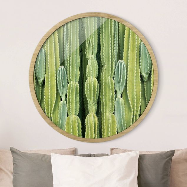 gerahmte Blumenbilder Kaktus Wand