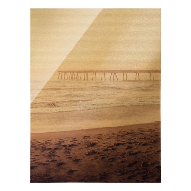 Glasbilder Strand Kalifornien Halbmond Küste