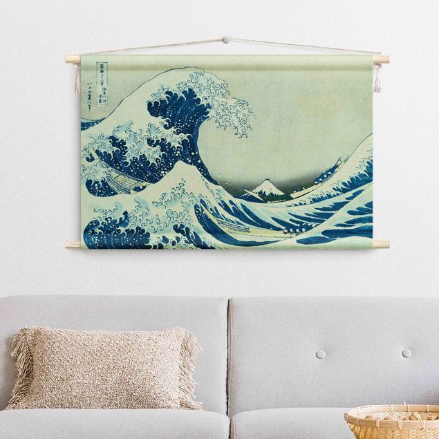 Wandtuch Kunst Katsushika Hokusai - Die grosse Welle von Kanagawa