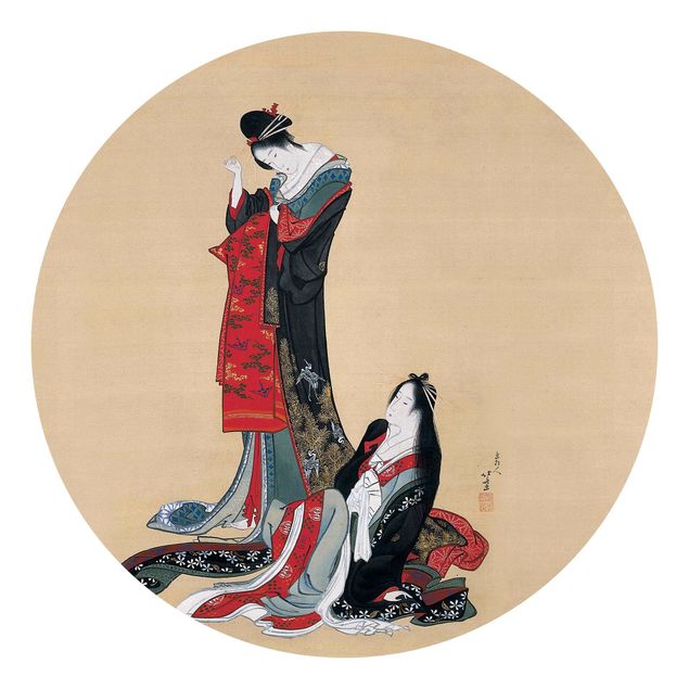 moderne Fototapete Katsushika Hokusai - Zwei Kurtisanen