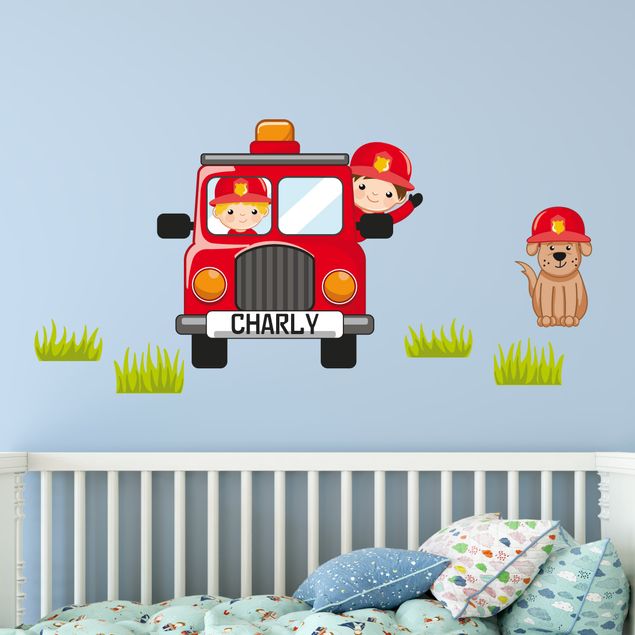 Deko Kinderzimmer Feuerwehr-Set mit Wunschname