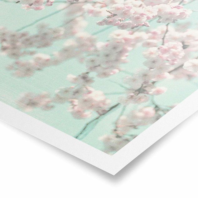 Monika Strigel Bilder Kirschblütentanz auf Leinenstruktur
