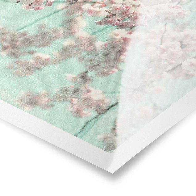 Wandbilder Kirschblütentanz auf Leinenstruktur